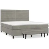 vidaXL Boxspringbett mit Matratze Hellgrau 180x200 cm Samt1536579