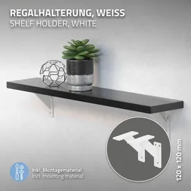 ML-Design 2 Stück Regalhalterung 120x120mm, Weiß, Aluminium, Schwebende Regalwinkel, Wandhalterung für Regalbrett, Regalträger für Wandmontage, Wandregal Wandkonsole Regalstütze