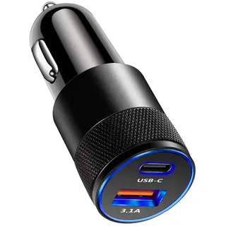 NPXUAMTJ USB C Auto Ladeadapter Zigarettenanzünder USB Ladeadapter Schnellladung 3 1 A Lade Telefon Ladeadapter 2 Anschlüsse Zigarettenanzünder