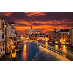 Fototapete PAPERMOON "VENEDIG-CANAL GRANDE BASILICA SANTA MARIA DELLA SALUTE", bunt, B:3,50m L:2,60m, Vlies, Tapeten