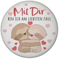 Speecheese Faultier Paar Magnet rund rund mit Spruch Mit