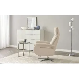 Wohnwert Relaxsessel Mira Leder 81 x 119 x 93 cm Beige mit Relax-Funktion