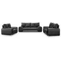 Beautysofa Big-Sofa Polstergarnitur Omega Set 3+2+1 Sofa Wohnzimmer Sofagarnitur, Die Lieferung beinhaltet die Lieferung in die Wohnung schwarz