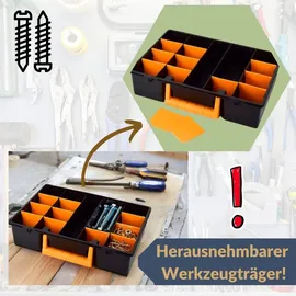 GarPet 2er Set Sortimentskasten 17 Fach mit Tragegriff Sortierkasten für Kleinteile Organizer Schrauben Sortierbox Kleinteilemagazin Sortimentsboxen