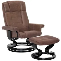 MCombo M MCombo Relaxsessel mit Hocker, 360° Drehbarer Fernsehsessel mit Liegefunktion, bis 120 Kg Belastbarer TV-Sessel, Moderner Ruhesessel für Wohnzimmer, 9019 (braun-mikrofaser)
