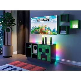 Phoenix Minecraft Lowboard 108x61x37 cm Schwarz/Holz