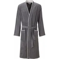 Egeria Herrenbademantel EGERIA "Nico, ideal für Sauna & Spa, Hotelbademantel, Morgenmantel" Gr. L, grau (grafit), L:125cm, Walkfrottee, Hausmäntel, Herrenbademantel, mit Kimono-Kragen, farblich abgesetzte Paspelierung