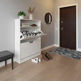 Relaxdays Schuhschrank 80 x 102 x 24 cm modern weiß / weiß