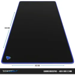 Titanwolf Gaming Mauspad, XXL Speed Gaming Mousepad / Extragroße Fläche von 900 x 400mm, Kopf blau
