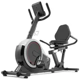 Hop-Sport Liegeergometer HS-060L - Liegeheimtrainer mit Handpulssensoren, 15 kg Schwungmasse, 8 Widerstandsstufen - Sitzergometer für Senioren max. Benutzergewicht 130 kg silber