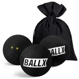 BallX Squash Bälle Doppelgelber Punkt XS8000 | 3er Pack | Squash Ball | Squash Ball Doppelgelb | Bälle für Fortgeschrittene | Offizielle Wettkampfgröße | inkl. Baumwollsäckchen | Hohe Langlebigkeit