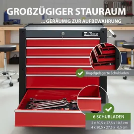 Trutzholm Werkstattwagen Stahl 78 x 64 cm rot abschließbar 6 Schubladen
