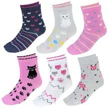 TupTam Kinder Socken Bunt Gemustert 6er Pack für Mädchen und Jungen, Farbe: Mädchen 2, Socken Größe: 31-34 - 31-34