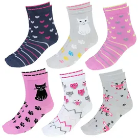 TupTam Kinder Socken Bunt Gemustert 6er Pack für Mädchen und Jungen, Farbe: Mädchen 2, Socken Größe: 31-34 - 31-34
