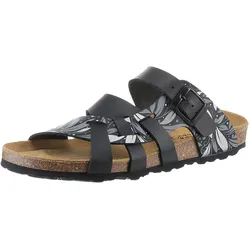 Pantolette ANISTON SHOES, Damen, Gr. 42, schwarz-weiß (schwarz gemustert), Lederimitat, klassisch, Schuhe Pantolette Schlappen, Sommerschuh, Schlappen mit verstellbaren Schnallen, Topseller