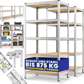 monzana Schwerlastregal 180x90x60cm 875kg 5 MDF-Platten Regal Lagerregal Kellerregal Steckregal Werkstattregal