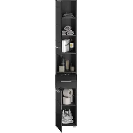 xonox.home Linus Hochschrank 30 x 182 x 31 cm Schwarz Hochglanz Holz