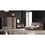 JVmoebel Schlafzimmer-Set Exquisites Schlafzimmer-Set Bett 2 Nachttische Schminktisch Schrank, (6-St., 1x Bett+2х Nachttische+1x Kleiderschrank+1x Schminktisch+1x Spiegel), Made in Europa braun