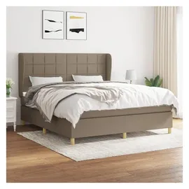 vidaXL Boxspringbett mit Matratze Taupe 180x200 cm Stoff