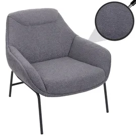 Mendler Lounge-Sessel HWC-J77, Cocktailsessel Sessel, Bouclé Stoff Metall ~ dunkelgrau