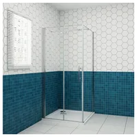 duschspa Eckdusche Eckeinstieg Duschkabine Falttür mit Seitenwand Duschtür ESG Glastür, BxT: 120x90 cm, Einscheibensicherheitsglas, Sicherheitsglas, Set, ebenerdiger Einbau möglich 120 cm x 90 cm