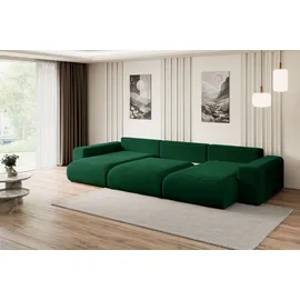 altdecor Ecksofa U-Form mit Schlaffunktion 3-Sitzer Grün