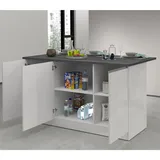 VE.CA Clarissa Kücheninsel mit Arbeitsplatte, 90 x 155 x 90 cm, hergestellt in Italien, modernes Sideboard mit 3 Türen, ideal als Esstisch – Weiß glänzend