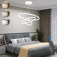 KSIBNW 3 Ringen Moderne LED Hängelampe Esstisch,45W LED Hängeleuchte & Pendelleuchten Höhenverstellbar für Esszimmer Wohnzimmer,Dimmbar Hängeleuchte Aluminium Mit Fernbedienung,3000K-6500K,Weiss