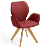 Niehoff Sitzmöbel Colorado Trend-Line Design-Armlehnenstuhl Eichen/Leder - 180° drehbar Napoli rubin