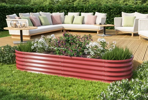 SET Vitavia Hochbeet Vita 401 Basic + Erweiterung 82x242cm Höhe 40cm rubin
