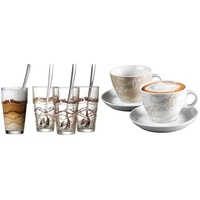 Ritzenhoff & Breker Latte Macchiato Gläser-Set, 4-Gläser und 4 Löffel & Cappuccino-Set Cornello Creme, 4-teilig