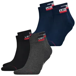 Levis Unisex Quarter Sportsocken Mid Cut Sportswear Logo 4er 6er 8er Multipack in 35-38 Mid Grau