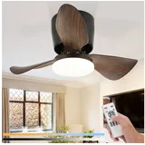Nettlife Deckenventilator Deckenventilator Mit Beleuchtung 23W 70CM, Deckenventilatoren mit Licht Sommer/Winter 6-Gang Timer schwarz