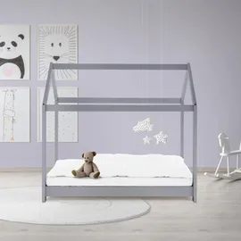 ML-Design Kinderbett Hausbett 70 x 140 cm Kiefer grau