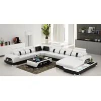 Xlmoebel Ecksofa Garnitur Ecksofa U-Form aus Leder Wohnlandschaft Big XXL Couch Polster, Hergestellt in Europa weiß