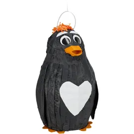 Relaxdays Pinata Pinguin HxBxT 42 x 21 x 21 cm Schwarz
