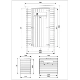 TIMBELA Gartenhaus Holz M306A 2.63 m2