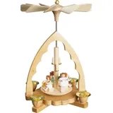 Richard Glaesser Weihnachtspyramide Pyramide Engelkonzert, Höhe 19 cm, Handwerkskunst original Erzgebirge