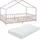 [en.casa] Kinderbett Treviolo 120 x 200 cm Kiefer massiv lackiert Rosa/Weiß