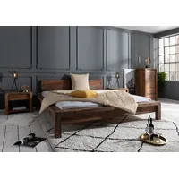 Massivmoebel24 Bett Sheesham 140x200x80 grau geölt BUENO #013 -