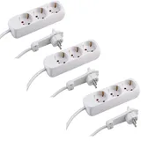 Meister Craft Meister Steckdosenleiste 3-fach - 3er Set - Extraflacher Stecker - 1,4 m Kabel - weiß - IP20 Innenbereich / Mehrfachsteckdose mit Flachstecker / Tischsteckdose / Steckerleiste / 74301803 Stück