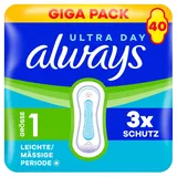 Always Ultra Damenbinden Leichte/Mässige Periode (Größe 1) 40 Stück, Sehr Saugfähig, Ultradünn, Für Die Periode