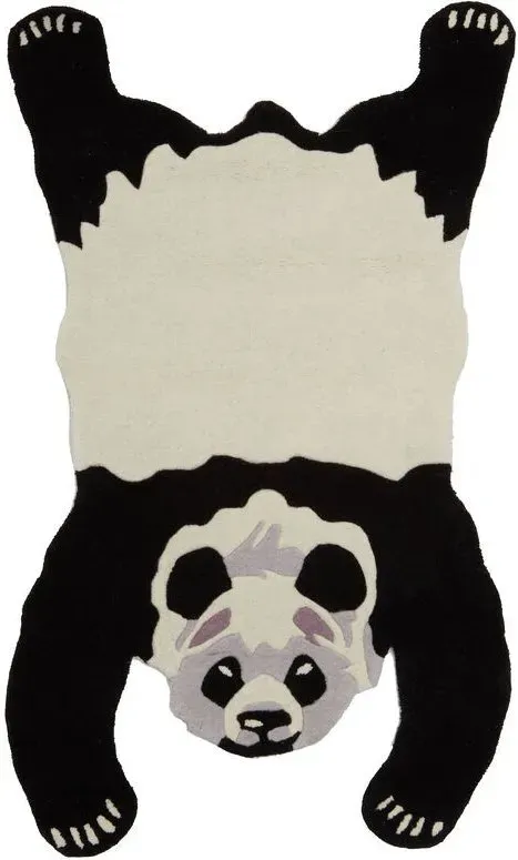 Premier Kids Intrikant handgewebter und handgetufteter Kinder-Panda-Teppich aus 100 % Wolle, B150 x T90 x H1 cm