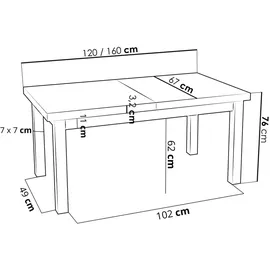 pphu meblokar karol wierczyski Lancelot 120 x 76 x 67 cm Eiche braun