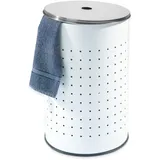Home4You Wäschesammler Weiß - Edelstahl - 54 Liter - H 57,5 cm
