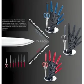 Michelino 8-teiliges Profi Messer-Set mit Acryl Stand, carbon