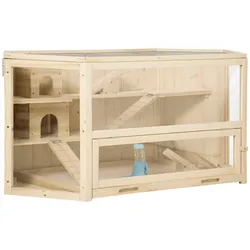 PawHut Hamsterkäfig Tannenholz, PS-Plexiglas