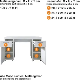 trendteam Schreibtisch Amanda Weiß Hochglanz