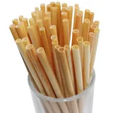 100 Stück natürliche Weizen-Trinkhalme – biologisch abbaubar, umweltfreundlich, ungiftig, kompostierbar, nicht spüllende Getränkestrohhalme – reduziert Einwegplastik