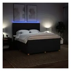 vidaXL Boxspringbett mit Matratze Schwarz 180x200 cm Stoff